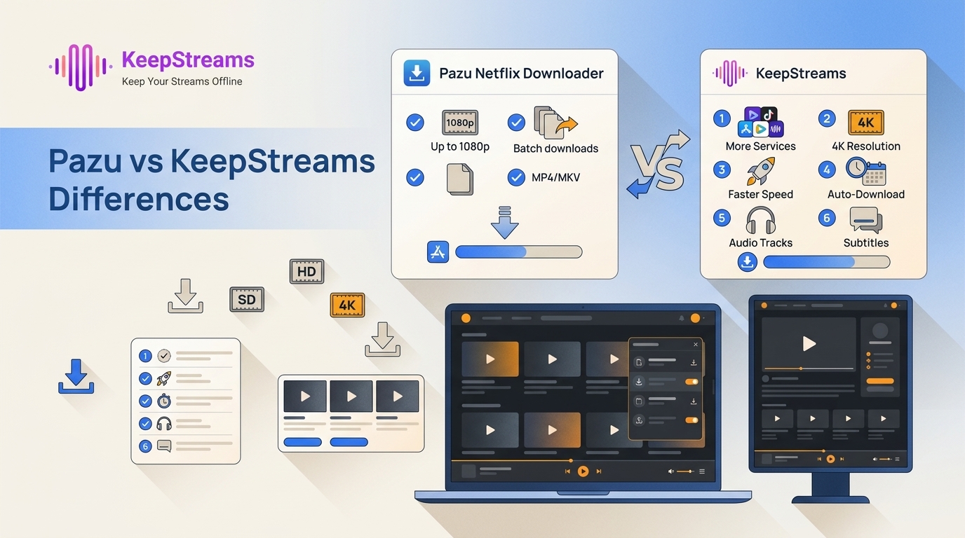 Pazu Netflix Downloader vs KeepStreams: 6 Key Differences