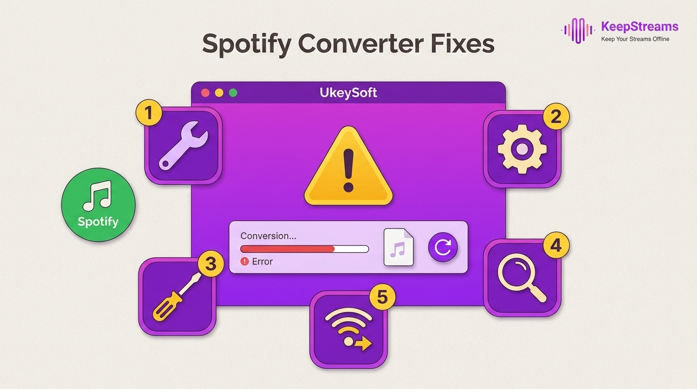 UkeySoft Spotify Music Converter Not Working? 5 Fixes for 2026