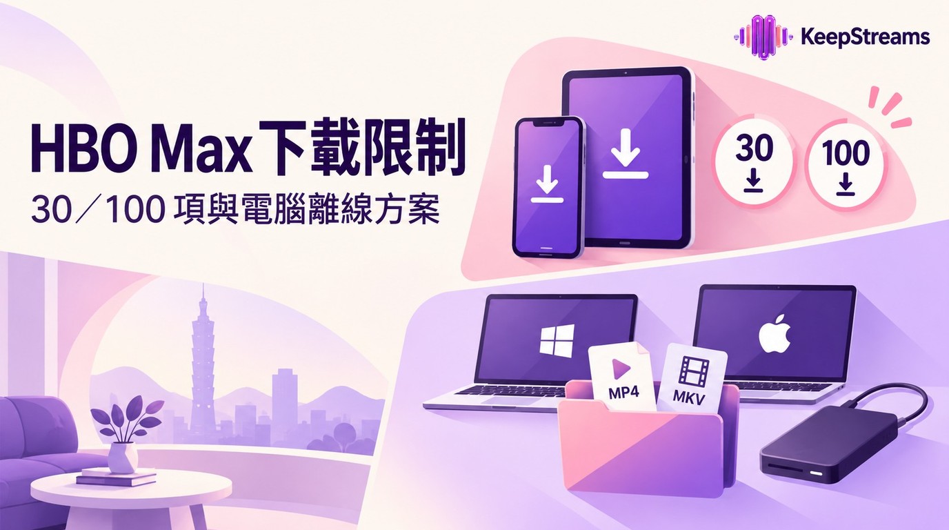 2026 HBO Max下載限制：台灣30／100項與電腦離線方案