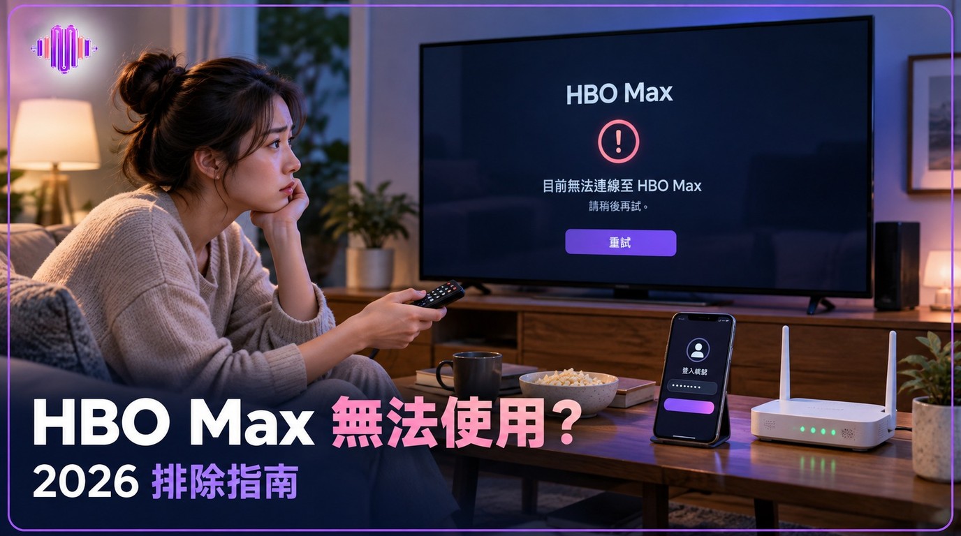 HBO Max無法使用怎麼辦？2026電視、登入與錯誤代碼排除指南