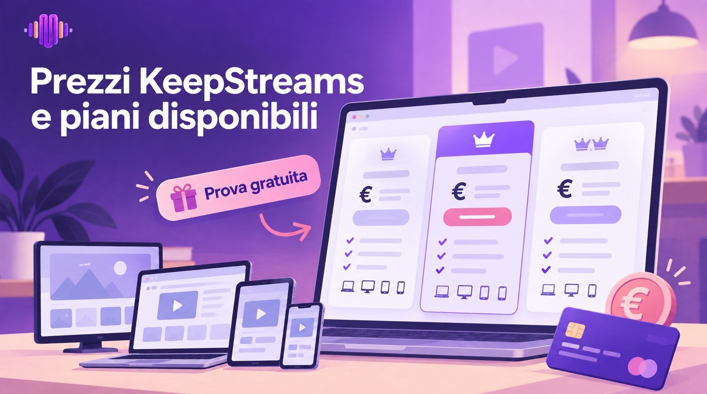Prezzi KeepStreams 2026: prova gratuita e scelta del piano