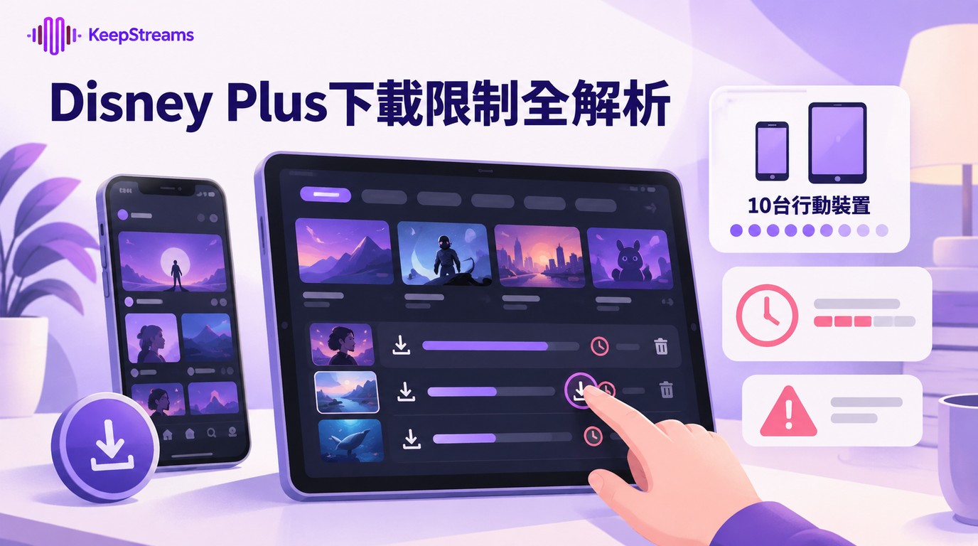 Disney Plus下載限制：10台裝置、下載期限與上限排查